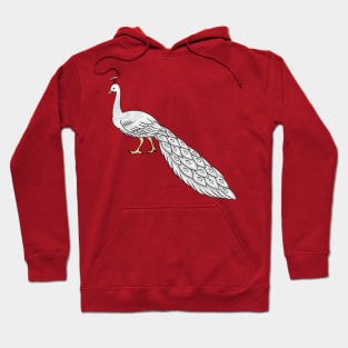 White peacock bird cartoon illustration Hoodie